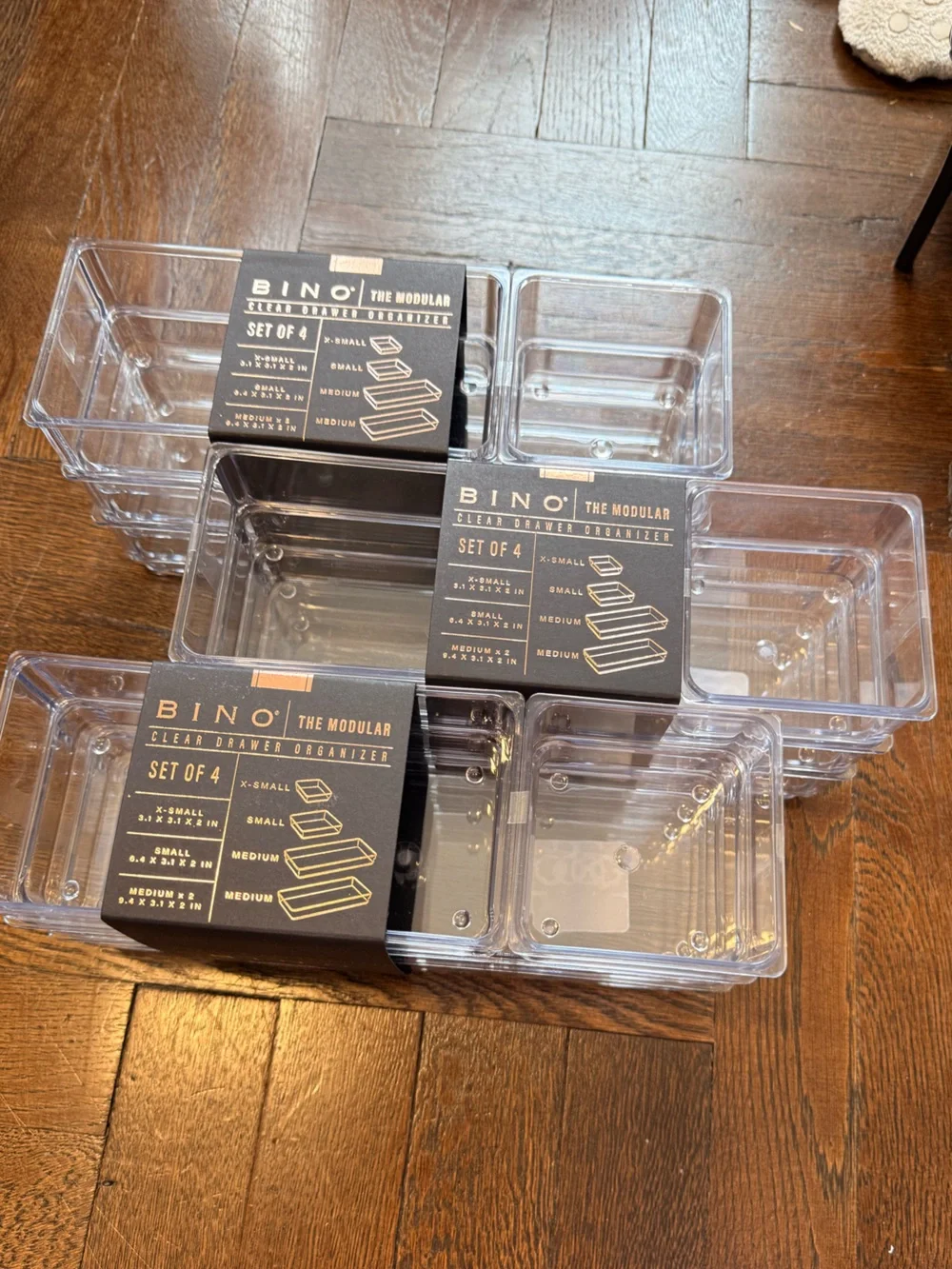 BINO Clear Modular Makeup Drawer Organizer Set of 4 - Clear